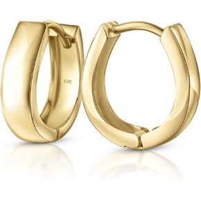 10k Solid Gold Oval Huggie Earrings, Dainty Gold Huggies, Plain Gold Hoops, Minimalist Gold Huggie Earrings, Real Gold Small Earrings