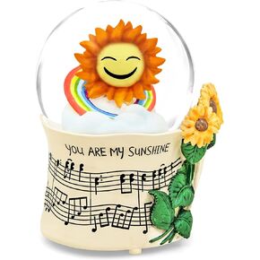 Sunflower Music Box Snow Globe, Sunflower Gift for Wife Girlfriend Women, Flower Snowglobe Musical Box with Light Birthday Christmas Valentine Play You are My Sunshine