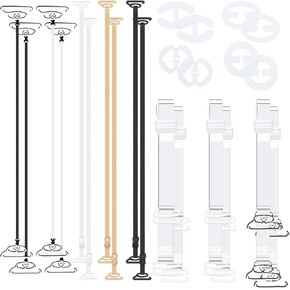 24 Pieces Bra Straps Bulk, 3 Pack Clear Invisible Transparent Bra Straps Adjustable, 4 Pack Bra Replacement Shoulder Straps & 8 Set Bra Strap Holders for Slipping for Women Girls