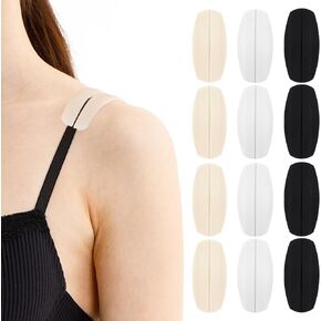 Silicone Bra Strap Cushion, 6 Pairs Bra Strap Holders for Slipping Bra Strap Pads No Dents Non-Slip Shoulder Pads for Bra Straps Ease Shoulder Discomfort (Black, White, Skin Color)