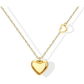 DOUX 18K Gold Filled Cuban Link Chain Necklace for Women Green Cubic Zirconia Heart Shape Necklace Gift for Her