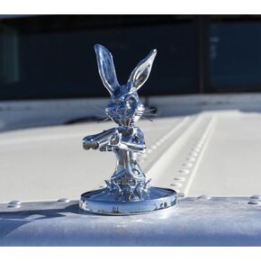 1pcs Rabbit Gunner Hood Decoration, Metal Car Truck Hood Decoration Sculpture Vintage 3D Rabbit Decoration Logo Car Truck Chrome Hand Cast Statue Decoration
