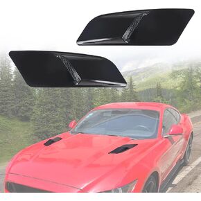 Black Bonnet Hood Vent Scoop Cover, Compatible With Ford Mustang 2015 2016 2017 Hood Vent External Accessories, Black Hood Vent Trim Cover Decorative Cover (1 Pair)
