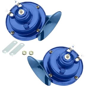 2 PCS Car Snail Air Horn, 12V ABS Large-diameter In-line Antenna Waterproof Sealed Stereo Horn Horn, One-piece Quick Installation Accessory, for Most Cars, Motorcycles and Bicycles (Blue)