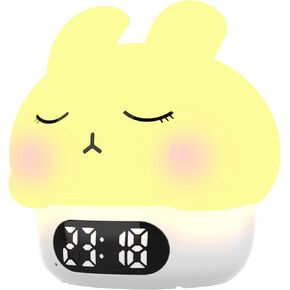 Alarm Clock Night Ligh, Rabbit Silicone Pat Light with Alarm Clocks, 6 Colors Changing Breathing Light Rechargeable Touch Lamps, Temperature Display, for Boys Girls Children Birthday Gift in Saudi Arabia