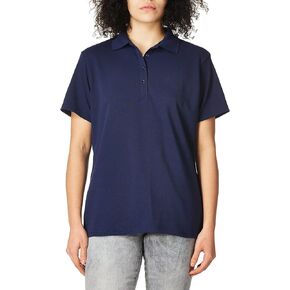 Hanes Short Sleeve Pique Shirt, Four-Button Midweight Polo for Women