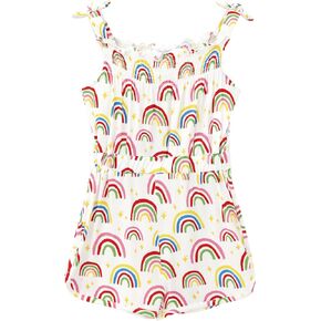 Toddler Girl Jumpsuit Sleeveless Romper Cool Short Pants Summer Outfits One Piece Clothes, Viscose Made from Bamboo