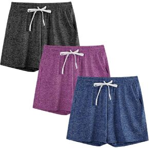 3-Pack Kids/Girls/Teen Girls Athletic Shorts Dry-Fit High Waisted Running Shorts with Pockets (5-18 Years)