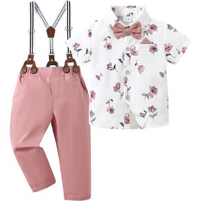 Boy Suit Toddler Boy Outfit Boy Dress Shirt with Bowtie/Suspender Pants Gentleman Wedding Outfits 1-10 Years.