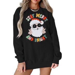 BOUTIKOME المرأة عيد الميلاد البلوز شجرة عيد الميلاد الرسم المحملات عيد الميلاد طويلة الأكمام Crewneck قميص المتضخم البلوز الخريف قمم (عيد الميلاد الأخضر، XL)