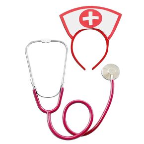Halloween Nurse Costume Accessory Set, Two-Piece Set of Headwear and Stethoscopeis