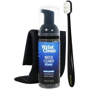Essential Watch Cleaning Kit | Cleans & Preserves Watches | Safe for all Metals & Crystals | Watch Cleaner Foam 50ML Bottle, 1x Everyday Watch & Jewelry Cleaning Cloth 10"x10", 1x Watch Cleaning Brush