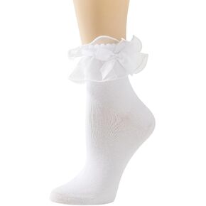 SEMOHOLLI Lace Socks for Women, Lace Ruffle Turn-Cuff Socks Cotton Ladies Girl Princess Frilly Socks