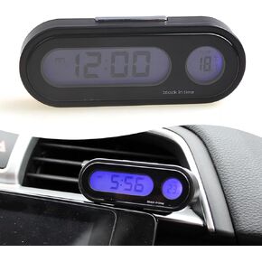 1 PC Car Interior Digital Clock, Multifunctional Led Luminous Large Screen Clock with Thermometer, Angle Adjustable Mini Adhesive Watch, Universal for Cars Dashboard Vent Home (Black)