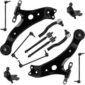 Front Lower Control Arms w/Ball Joints Sway Bar End Links Tie Rods Suspension Kit for Camry 2007 2008 2009 2010 2011 (12pc)