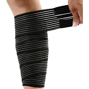 Elastic Lower Leg Calf Compression Support Bandage Sleeve Wrap for Women and Man, Shin Splint Guard for Football Runner, Basketball, Volleyball, Calf Pain Relief, Adjustable Plus Size (Black)