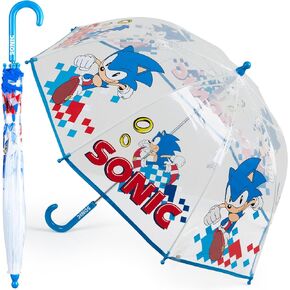 Sonic The Hedgehog Clear Umbrella for Boys - Folding Dome Birdcage Umbrella Kids - Lightweight Travel