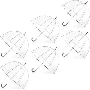 totes Adult Clear Bubble Umbrella with Dome Canopy, Lightweight Design, Wind and Rain Protection Umbrella, Clear - 6pk, Adults - 51" Canopy