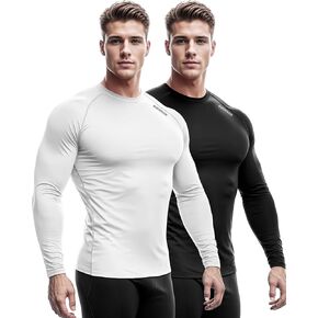 DRSKIN 4, 3 or 1 Pack Men's Compression Shirts Top Long Sleeve Sports Baselayer Workout Running Athletic Gym