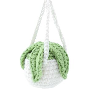 سلة معلقة من الكروشيه لنباتات السيارات من بوهو، نبات معلق لديكور السيارة، ملحقات السيارة، زينة مرآة الرؤية الخلفية للسيارة، زينة السيارة (نمط 2 - طويل) in Kuwait