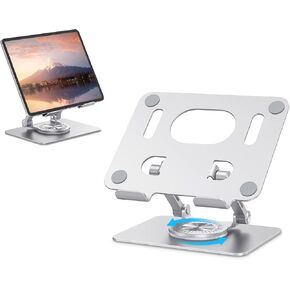 JOIOT Tablet Stand, Swivel Tablet Stand with 360 Rotating Base, Adjustable Tablet Holder for Drawing, Compatible with iPad Pro/Air/Mini and More (Black)