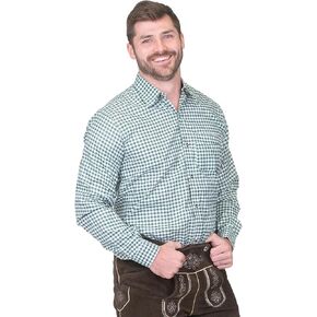 German Green Lederhosen Button Down Longsleeve/Shortsleeve Shirt