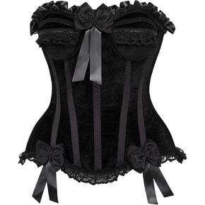 Daisy corsets Womens Top Drawer Black Velvet Steel Boned Burlesque Corset