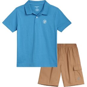AEROPOSTALE Boys' Shorts Set - 2 Piece Short Sleeve Polo Shirt and Woven Cargo Shorts - Summer Outfit for Boys (4-16)