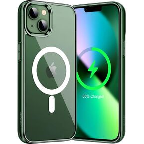 JETech Magnetic Case for iPhone 13 Mini 5.4-Inch Compatible with MagSafe Wireless Charging, Shockproof Phone Bumper Cover, Anti-Scratch Clear Back (Clear)