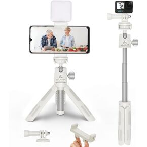 Extendtable Selfie Stick Tripod for Gopro & Cell Phone & Camera, Mini Tripod with Gopro Adapter & Phone Holder, Portable Vlog Travel Selfie Phone Tripod for DSLR Gopro Hero Canon G7x Ricoh Osmo