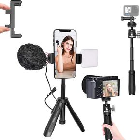 Extendtable Selfie Stick Tripod for Gopro & Cell Phone & Camera, Mini Tripod with Gopro Adapter & Phone Holder, Portable Vlog Travel Selfie Phone Tripod for DSLR Gopro Hero Canon G7x Ricoh Osmo