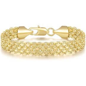 Bracelet 14K Gold Bracelets for Women Gold Bracelet for Men Women’s Bracelet Widen Chain Bracelets Gold Jewelry Gifts 6.5/7/7.5/8/8.5in