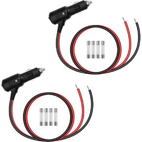 GELRHONR 12Volt Replacement Cigarette Lighter Male Plug Power Cable, Motorcycle Truck Cigarette Lighter with On Off Switch, 16AWG Heavy Duty Cord Cigarette Plug with 15A Fuse (0.6M 2Pack)
