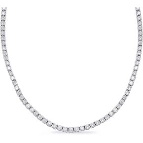 3 to 20 Carat NATURAL REAL Round 14K White Gold 17 "Uniform Straight Diamond Tennis Riviera Necklace (H-I Color, I1-I2 Clarity) Graduating Premium Collection 4 Prong