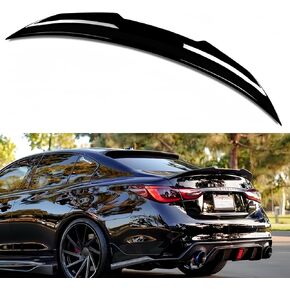 Rear Trunk Spoiler Compatible with 2014-2024 Infiniti Q50, PSM Style Duckbill Spoiler Fits for 14-24 4 Door Sedan, Exterior High Kick Spoiler Wing Lip (Carbon Fiber Pattern)