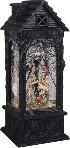 Wondise Halloween Projection Snow Globe with Timer, Battery Operated Spinning Water Glittering Skull Statue Lantern Globe for Halloween Decoration in Saudi Arabia