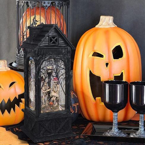 Wondise Halloween Projection Snow Globe with Timer, Battery Operated Spinning Water Glittering Skull Statue Lantern Globe for Halloween Decoration in Saudi Arabia