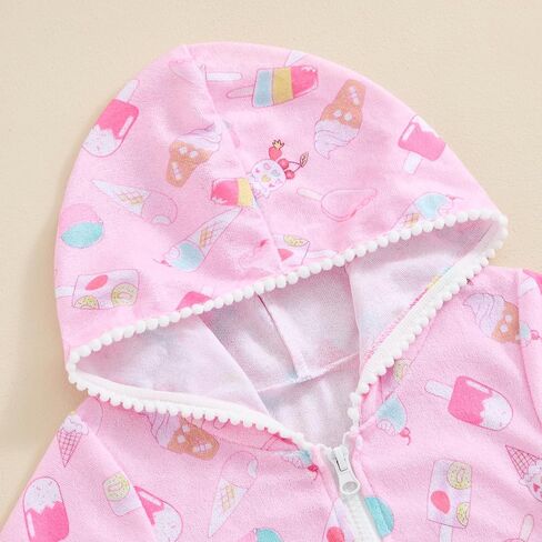 Girls Swim Cover Up Kid Hooded Zip-Up Terry Swimsuit Coverup Towel Bathing Suit Bathrobe Pool Swim Beach Robe Dress in Saudi Arabia