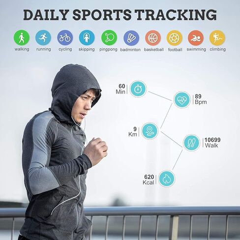 ساعة ذكية LIGE لنظام Android iOS، مكالمات بلوتوث، دردشة صوتية مع معدل ضربات القلب/مراقبة النوم، متتبع اللياقة البدنية، شاشة لمس كاملة IP67 مقاومة للماء من الفولاذ المقاوم للصدأ للرجال in Kuwait