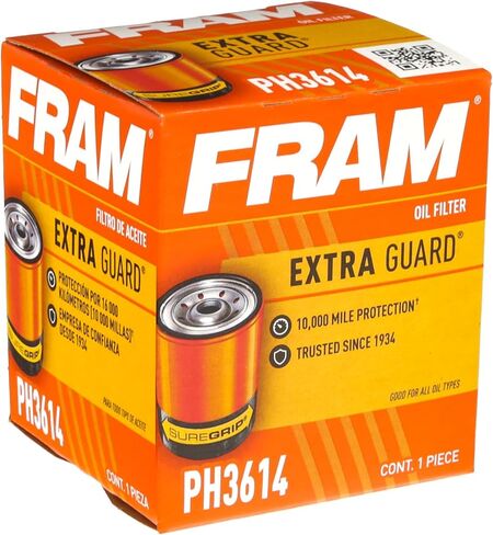 FRAM Ultra Synthetic Automotive Replacement Oil Filter, Designed for Synthetic Oil Changes Lasting up to 20k Miles, XG3614 with SureGrip (Pack of 1) in Kuwait