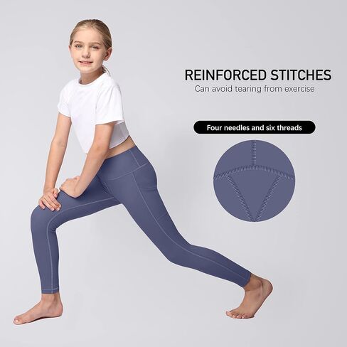 Girls Athletic Leggings Kids with Pockets - High Waisted Dance Workout Running Yoga Pants Tights in Saudi Arabia