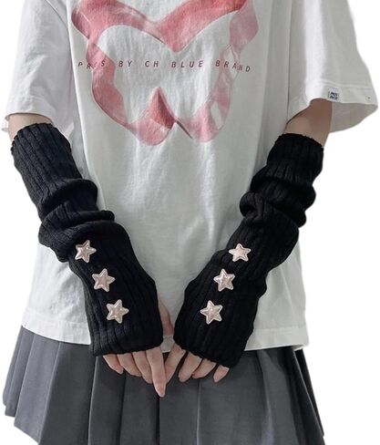 Cute Y2K Star Arm Warmers Kawaii Half Finger Adorable Accesspties for Teen Girl Glove Gyaru Harajuku Arm Sleeve in Saudi Arabia