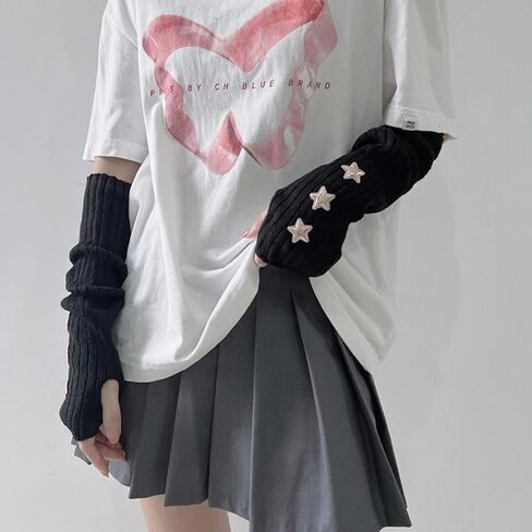 Cute Y2K Star Arm Warmers Kawaii Half Finger Adorable Accesspties for Teen Girl Glove Gyaru Harajuku Arm Sleeve in Saudi Arabia