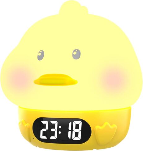 Alarm Clock Night Ligh, Duck Silicone Pat Light with Alarm Clocks, 6 Colors Changing Breathing Light Rechargeable Touch Lamps, Temperature Display, for Boys Girls Children Birthday Gift in Saudi Arabia
