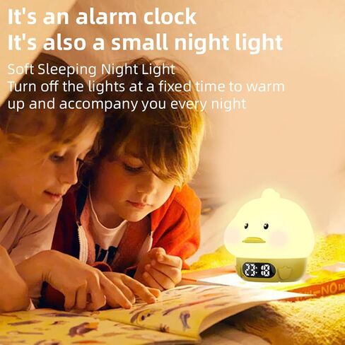 Alarm Clock Night Ligh, Duck Silicone Pat Light with Alarm Clocks, 6 Colors Changing Breathing Light Rechargeable Touch Lamps, Temperature Display, for Boys Girls Children Birthday Gift in Saudi Arabia