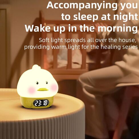 Alarm Clock Night Ligh, Duck Silicone Pat Light with Alarm Clocks, 6 Colors Changing Breathing Light Rechargeable Touch Lamps, Temperature Display, for Boys Girls Children Birthday Gift in Saudi Arabia