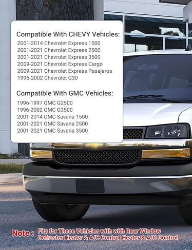 Climate Control Module, 599-294 AC Control Panel Fit for 1996-2021 Chevrolet Express, GMC Savana 1500 2500 3500 & Cargo, Pasajeros, G30, GMC G2500 G3500 in Saudi Arabia