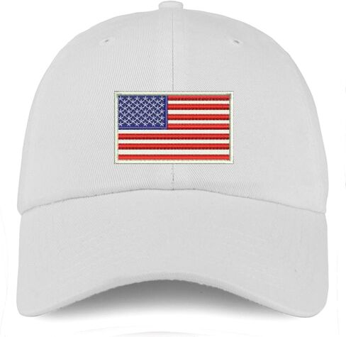Trendy Apparel Shop Youth White American Flag Unstructured Cotton Baseball Cap in Saudi Arabia