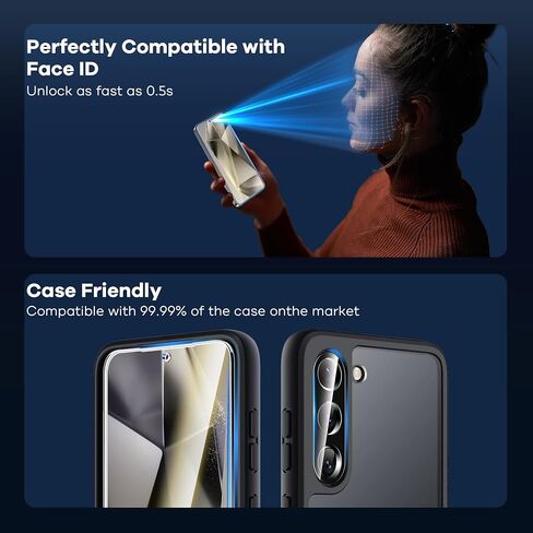 AACL [3+2 Pack] For Galaxy S22 Screen Protector & Camera Lens Protector for Samsung Galaxy S22 5G, 6.1 Inch, 7H Hybrid Film[Fingerprint Unlock][Anti-Scratch] in Kuwait