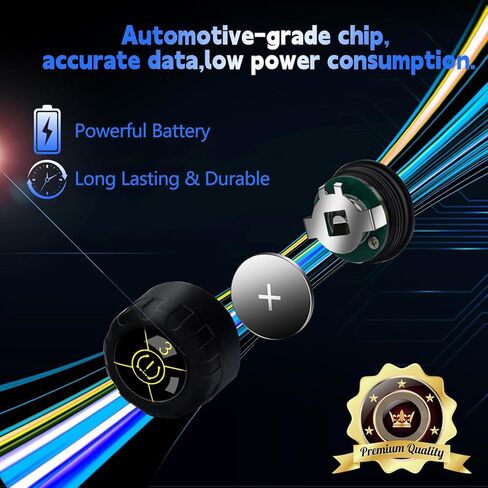 Tire Pressure Monitor System Wireless Tire Pressure TPMS Sensor Real-time Bluetooth Wireless Temperature Car Tire Pressure Monitor TPMS for Cars,Bikes,Motors,Support iOS&Android,4 External TPMS Kit in Kuwait